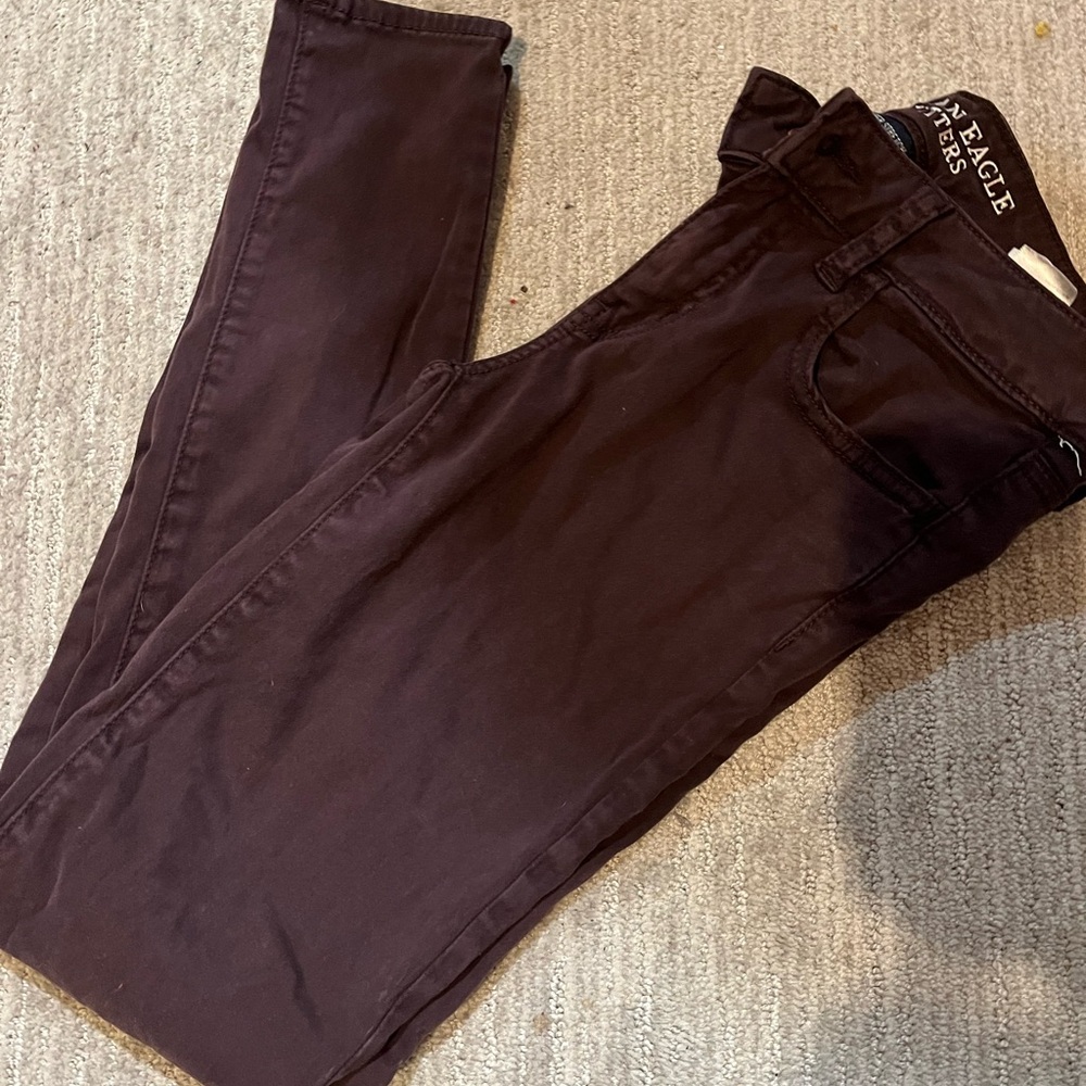 ✨[AEO] sateen deep purple jeggings, size 4